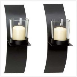 Modern Art Candle Sconce Duo