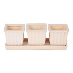 White Square Ceramic Small Planter Set