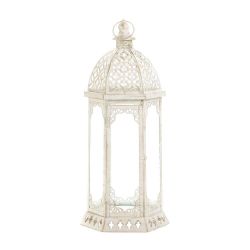Graceful Distressed White Lantern L