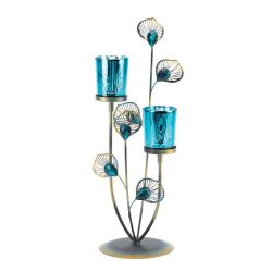 Peacock Plume Candle Holder