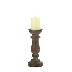 Short Antique-Style Wooden Candle Holder