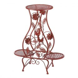 Red Rooster Hourglass Triple Plant Stand