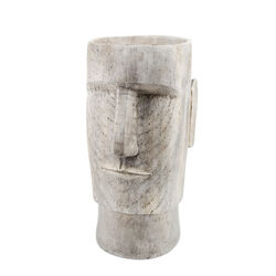 Polyresin Face Planter with Unique and Textured Detailing, Large, Gray