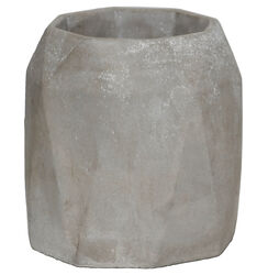 Round Cement Flower Pot with Inward Curved Octagonal top, Large, Gray