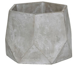 Cement Flower Pot with Pentagonal Body and Hexagonal Top, Gray