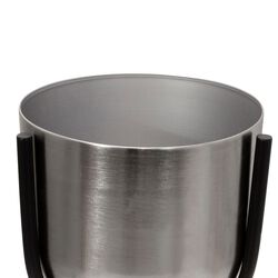 Round Metal Planter with Tripod Base, Silver and Black
