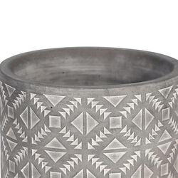 Diamond Pattern Cement Planter with Saucer, Gray and White