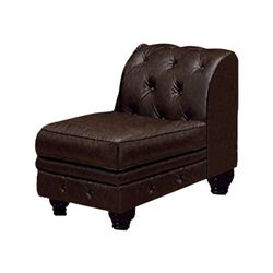 Stanford II Traditional Sofa Armless Chair, Brown Leatherette