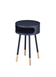 Sonria Round End Table, Black & Natural