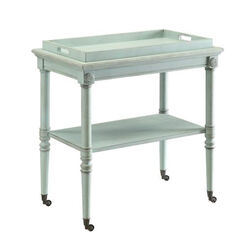 2 Tier Wooden Kitchen Cart with Casters and Tray Top, Gray