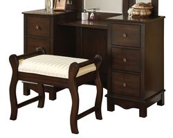 Sturdy Vanity Desk & Stool, Brown