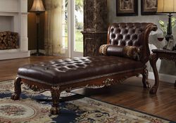 Wooden Chaise with 1 Pillow, Cherry Oak Brown