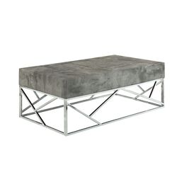 Faux Marble Coffee Table with Rectangular Top and Designer Metal Base, Silver and Gray