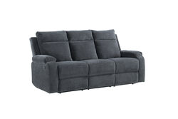 Fabric Upholstered Wooden Recliner Sofa with Tufted Details, Blue