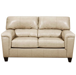 Leatherette Recliner Loveseat with Tapered Leg Support,Beige and Brown