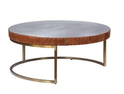 Round Metal Coffee Table with Airy Design Base, Large, Multicolor