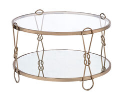 Metal Coffee Table with Glass Top and 1 Bottom Shelf,Gold and Clear