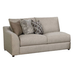 Wood and Fabric Left Facing Sofa with Cushioned Seating, Beige