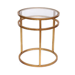 Metal Coffee Table with Mirror Accented Circular Top, Gold and Clear