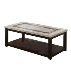 Transitional Coffee Table with Rectangular Marble Top, Brown