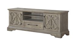 Transitional Style Wooden TV Stand with Recessed Panels, Brown