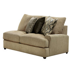 Chenille Fabric Upholstered Right Facing Sofa with Tapered Legs, Brown