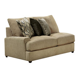 Chenille Fabric Upholstered Left Facing Sofa with Tapered Legs, Brown