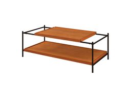 Rectangular Wooden Top Metal Frame Coffee Table, Oak Brown and Black