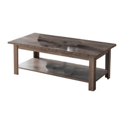 Rivets Accented Wooden Frame Coffee Table with Open Shelf, Hazelnut Brown