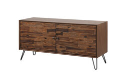 2 Doors Wooden Media Console with Hairpin Legs, Brown and Black