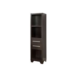 3 Open Compartment Wooden Media Tower with 2 Drawers, Dark Brown