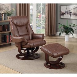 Extra Comfortable Chair and Ottoman, Chestnut Brown