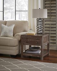 Solid Wood End Table with One Drawer and One Shelf, Brown