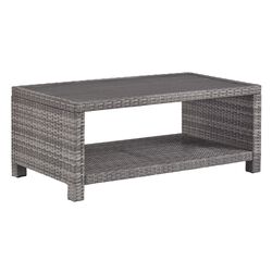 Wicker Woven Aluminum Frame Cocktail Table with Open Shelf, Gray