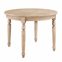 Transitional Style Wooden Round Table with Turned Legs, Light Brown
