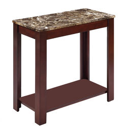 Impressive Chairside Table With Marble Top, Brown