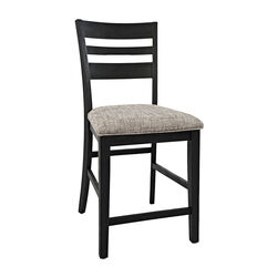 Wooden Counter Height Stool with Ladder Type Backrest, Set of 2, Dark Gray