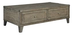 2 Drawer Wooden Lift Top Cocktail Table with Metal Accents, Brown