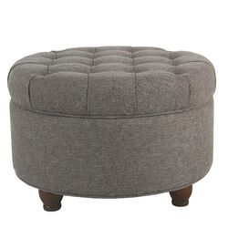 Fabric Upholstered Wooden Ottoman with Tufted Lift Off Lid Storage, Dark Gray