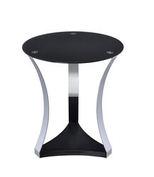Geiger End Table, Black Glass & Chrome