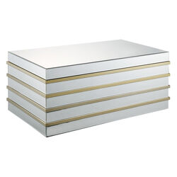 Rectangular Metal and Mirror Coffee Table, Silver and Gold