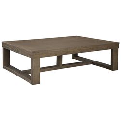 Grained Wooden Frame Cocktail Table with Trestle Base, Light Brown