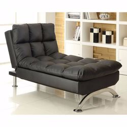 Sophisticatedly Designed Contemporary Leatherette Chaise, Black