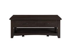 Wooden Coffee Table With Two Drawers, Espresso Brown