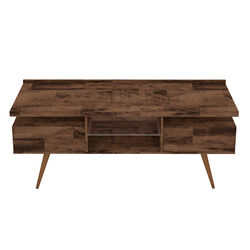 63 Inch Wooden Entertainment TV Media Stand with 4 Open Compartments, Brown
