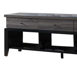 Wooden Frame TV Stand with 3 Drawers and 3 Open Compartments,Gray and Black