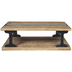 48 Inches Live Edge Coffee Table with Glass Insert, Brown and Black