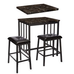 3 Piece Rubber Wood Counter Height Set Black