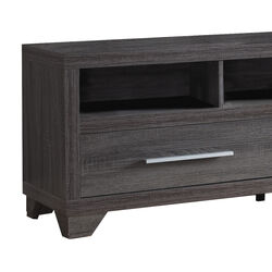 Wooden TV Stand with Two Drawers and Three Open Shelves, Gray