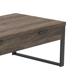 1 Drawer Rectangular Coffee Table with Metal Sled Base, Walnut Brown